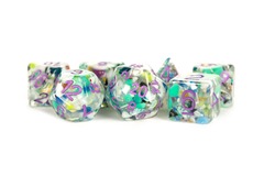 7 Count Resin Dice Poly Set: 16Mm Recycled With Purple Numbers